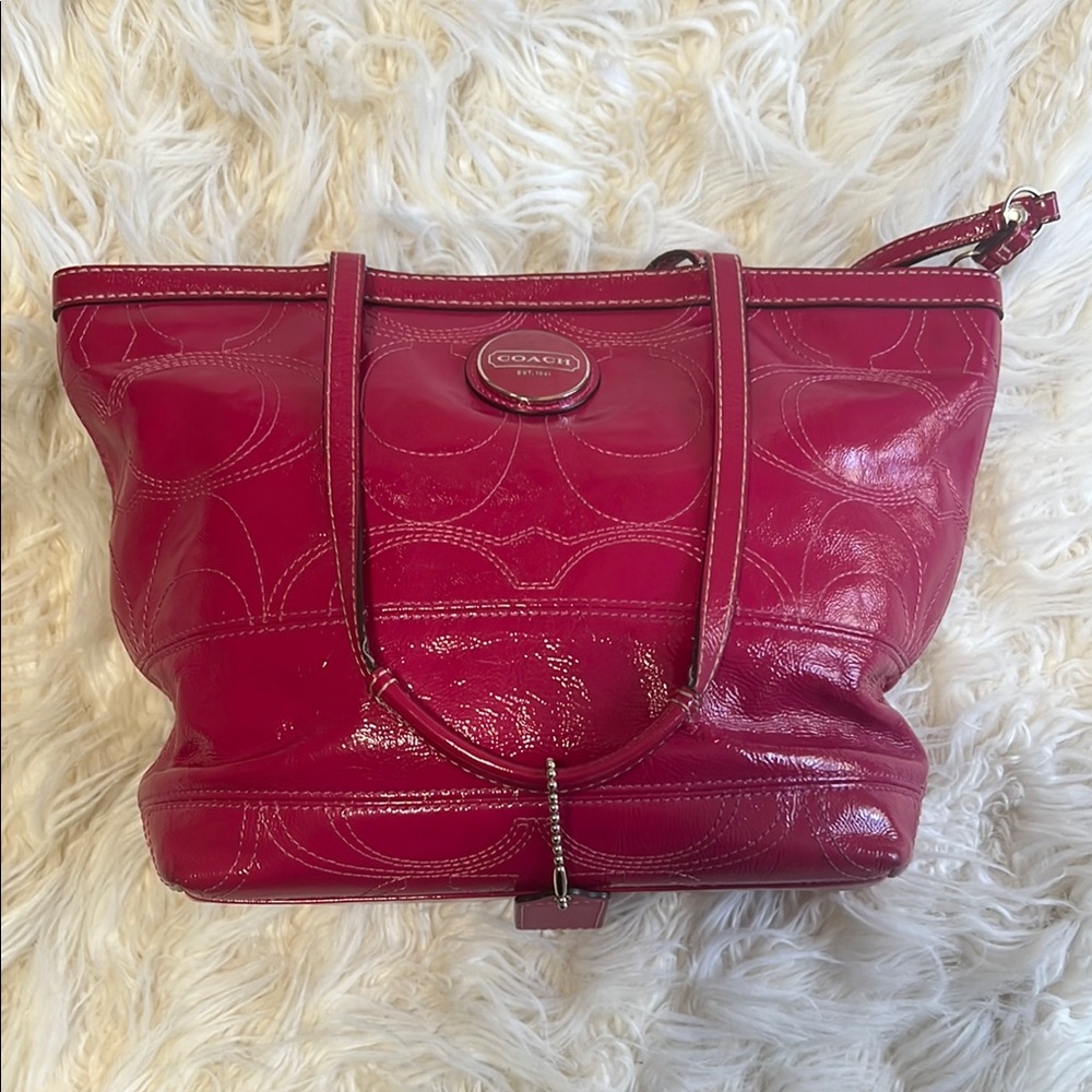 Authentic Coach Berry pink Leather Tote Bag